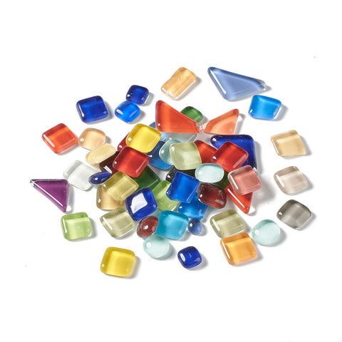 Mosaic Tiles Glass Cabochons, for Home Decoration or DIY Crafts, Mixed Shape, Mixed Color