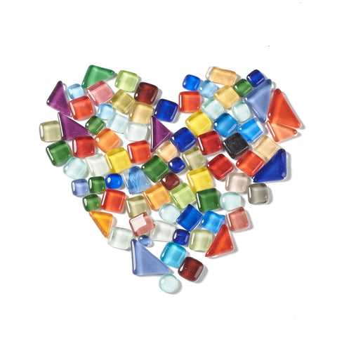 Mosaic Tiles Glass Cabochons, for Home Decoration or DIY Crafts, Mixed Shape, Mixed Color