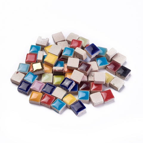 Porcelain Cabochons, Mosaic Tiles, for Home Decoration or DIY Crafts, Square, Mixed Color