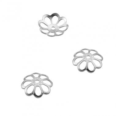 BeadsBalzar Beads & Crafts 1 MICRON RHODIUM PLATED Silver 925 8.5mm Flower caps