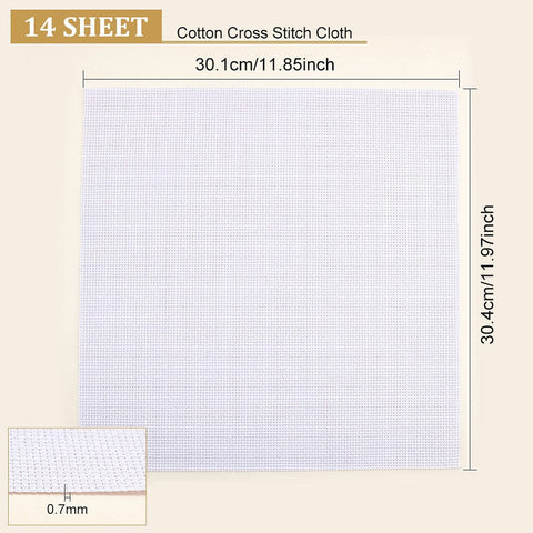 BeadsBalzar Beads & Crafts 11CT Cotton Cross Stitch Fabric, Aida Cloth, Square, White