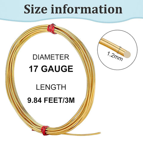 BeadsBalzar Beads & Crafts 17 Gague 18K Gold Plated Jewellery Making Brass Wire, 9.84 Feet Tarnish Resistant Brass Craft Wire for Jewelry Ornaments Making and Crafting,