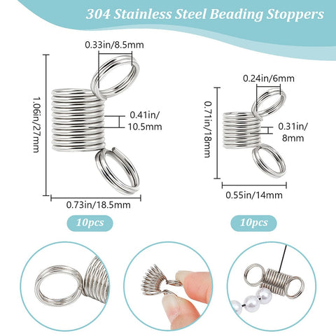 BeadsBalzar Beads & Crafts 2 Style 304 Stainless Steel Beading Stoppers, Mini Spring Clamps for Beading