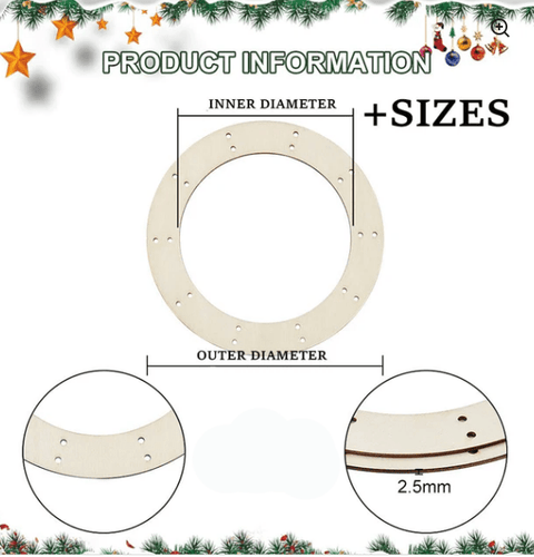 BeadsBalzar Beads & Crafts 2 Wreath Frames for Crafts, Wooden Floral Arranging Craft Rings, Beige / Choose size