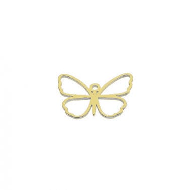 BeadsBalzar Beads & Crafts 3 MICRON GOLD PLATED Silver 925 13x10mm Butterfly Wireframe pendant. Hole 0.85mm