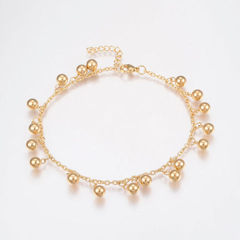 BeadsBalzar Beads & Crafts 304 Stainless Steel Anklets, Round, Golden  Size: about 9 inch (230mm)