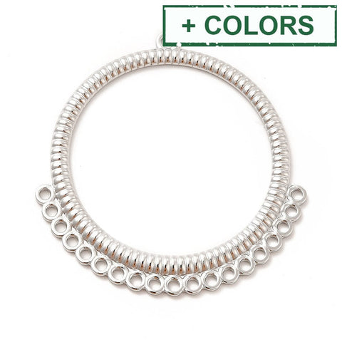 BeadsBalzar Beads & Crafts 304 Stainless Steel Chandelier Components Links, Grooved Round Ring, 45.5x43.5x2mm