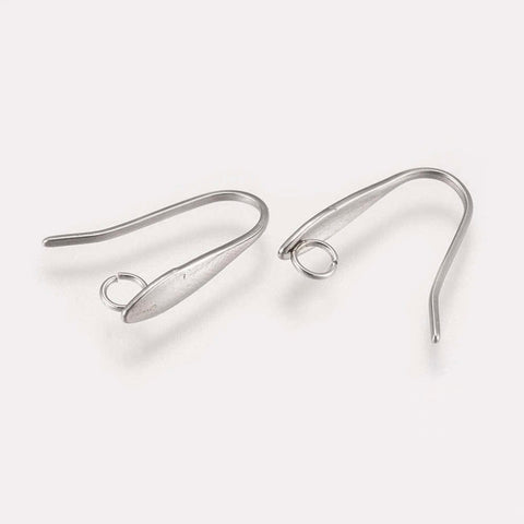 BeadsBalzar Beads & Crafts 304 Stainless Steel Earring Hooks, Ear Wire, with Loop, 17.5x13mm