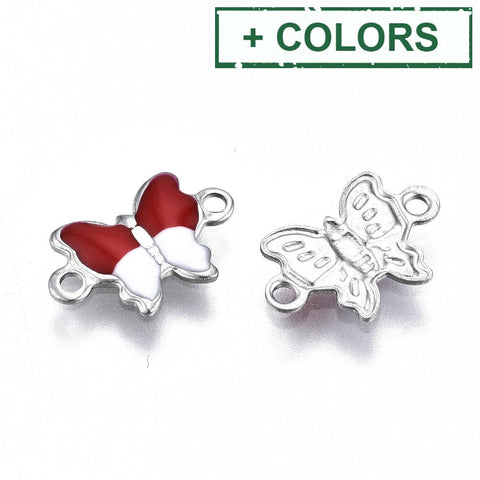 BeadsBalzar Beads & Crafts 304 Stainless Steel Enamel Links Butterfly