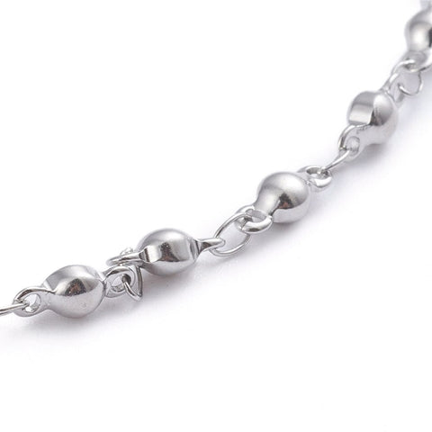 BeadsBalzar Beads & Crafts 304 Stainless Steel Link Chain Anklet, Heart