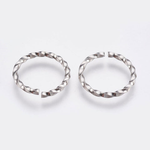 BeadsBalzar Beads & Crafts 304 Stainless Steel Open Jump Rings, Stainless Steel Color 15mm