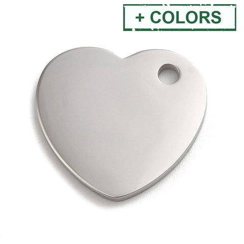 BeadsBalzar Beads & Crafts 304 Stainless Steel Pendants, Stamping Blank Tag, Heart Charm, 16x18x1.5mm