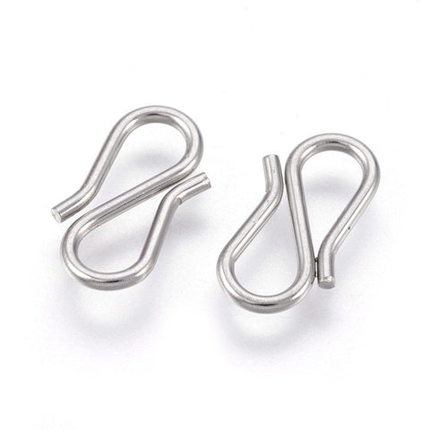 BeadsBalzar Beads & Crafts 304 Stainless Steel S-Hook Clasps, Stainless Steel Color Size: about 6x12.5mm