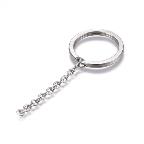 BeadsBalzar Beads & Crafts 304 Stainless Steel Split Key Ring Clasps, For Keychain Making, with Extended Cable Chains