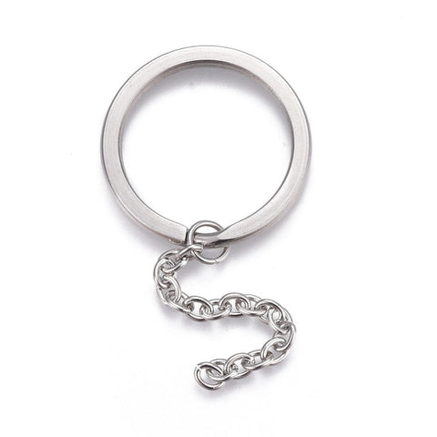 BeadsBalzar Beads & Crafts 304 Stainless Steel Split Key Ring Clasps, For Keychain Making, with Extended Cable Chains