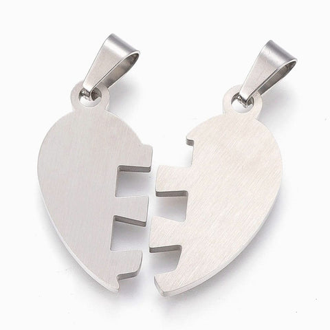 BeadsBalzar Beads & Crafts 304 Stainless Steel Split Pendants, with Enamel, Heart with Word Best Friend, about 30mm wide