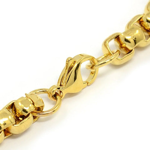 BeadsBalzar Beads & Crafts 304 Stainless Steel Venetian Chain Bracelets, Golden 6.5mm wide, 8-5/8 inch(220mm) long