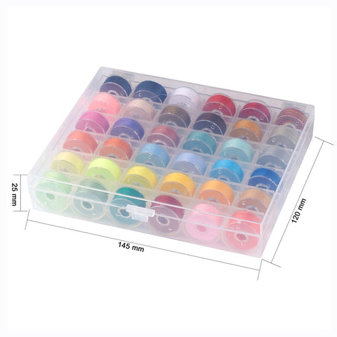 BeadsBalzar Beads & Crafts 402 Polyester Sewing Thread, Plastic Bobbins and Clear Box, Mixed Color