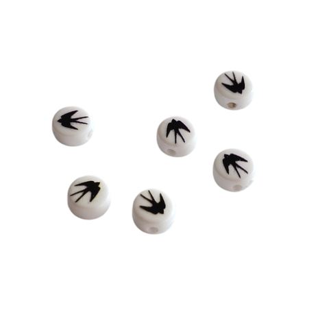 BeadsBalzar Beads & Crafts Acrylic Beads with Swallow design 7mm Diameter