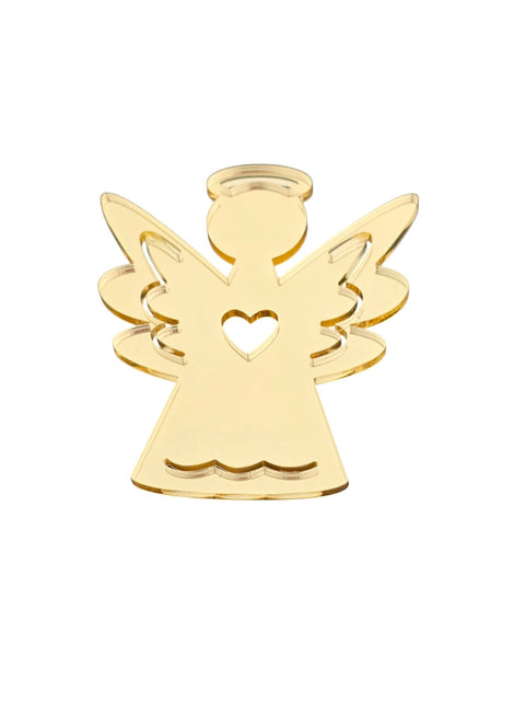 BeadsBalzar Beads & Crafts Acrylic Mirror Angel Charm Pendant Golden 7x8cm