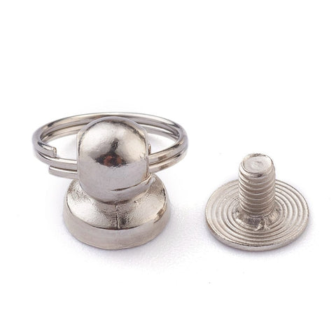 BeadsBalzar Beads & Crafts Alloy Pull Ring Rivets Screw Back Studs, with Split Rings, for Phone Case DIY