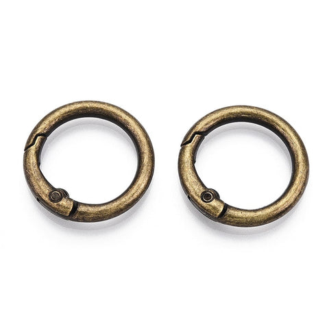 BeadsBalzar Beads & Crafts Alloy Spring Gate Rings, Cadmium Free & Lead Free, Antique Bronze, 6 Gauge, 26x4mm