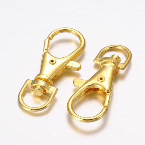 BeadsBalzar Beads & Crafts Alloy Swivel Lobster Claw Clasps, Golden 35x13mm