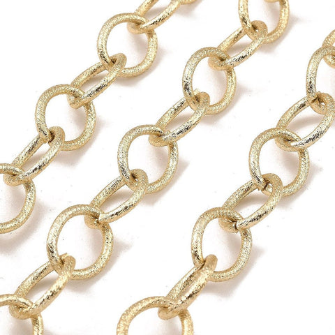 BeadsBalzar Beads & Crafts Aluminium Cable Chains, Texture, Unwelded, Light Gold, 18x14x2mm