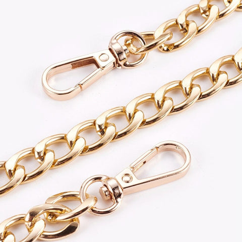 BeadsBalzar Beads & Crafts Bag Strap Chains, with Aluminum Curb Link Chains and Alloy Swivel Clasps, Golden, 40cm