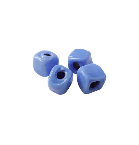 BeadsBalzar Beads & Crafts Beads Traditional Handmade Glass Cube Beads about 6-8mm Hole about 3mm , Agate Blue