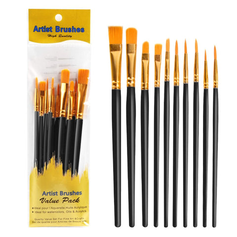 BeadsBalzar Beads & Crafts Black Paint Plastic Craft Brushes Set, with Aluminium Tube, for DIY Oil Watercolor Painting Craft