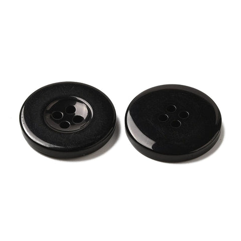 BeadsBalzar Beads & Crafts BLACK Resin Buttons, Dyed, Flat Round, 25mm