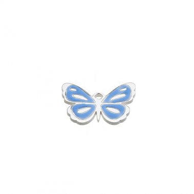 BeadsBalzar Beads & Crafts BLUE ENAMEL Silver 925 13x10mm Butterfly pendant with enamel color