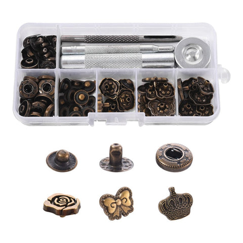 BeadsBalzar Beads & Crafts Brass Leather Snap Buttons Fastener Kits including tools