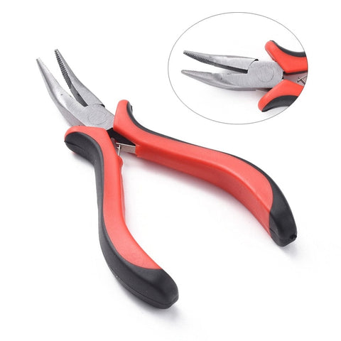 BeadsBalzar Beads & Crafts Carbon Steel Jewelry Pliers, Bent Nose Pliers, Serrated Jaw, Polishing