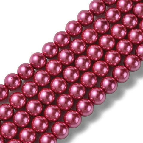 BeadsBalzar Beads & Crafts CERISE Glass Pearl Round Beads 8mm