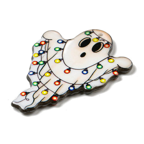 BeadsBalzar Beads & Crafts Christmas Acrylic Pendant, Ghost, Floral White Size: about 35.5x47.5mm