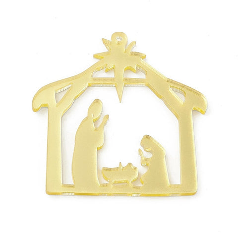 BeadsBalzar Beads & Crafts Christmas Theme Acrylic Pendants, Nativity, Camping Themed Pattern 50x48.5mm