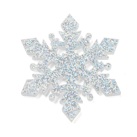 BeadsBalzar Beads & Crafts Christmas Theme Acrylic Pendants, Silver, Snowflake Size: about 39x49mm