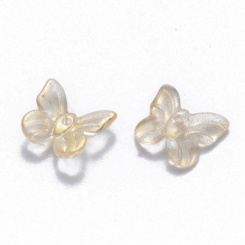 BeadsBalzar Beads & Crafts CLEAR (ONE TONE) Two Tone Transparent Spray Painted Glass, Butterfly, 9.5x11x3mm