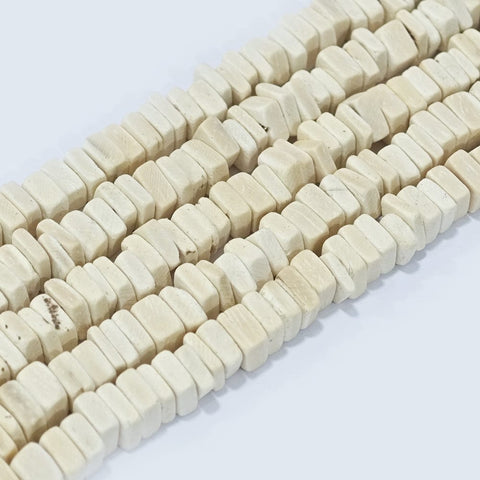 BeadsBalzar Beads & Crafts Coconut Beads Strands, Square Heishi Beads, 6~8mm