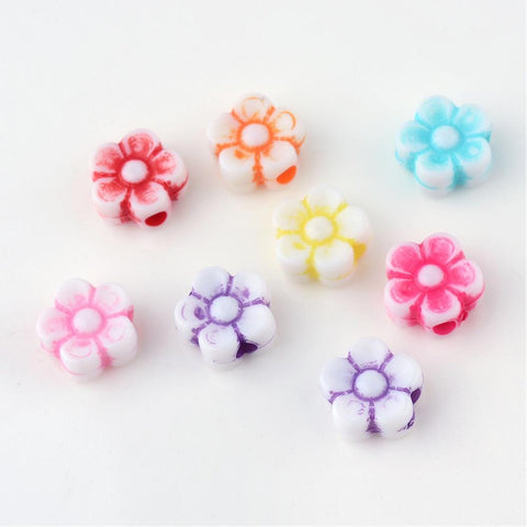 BeadsBalzar Beads & Crafts Craft Style Acrylic Corrugated Beads, Flower, Mixed Color 8mm