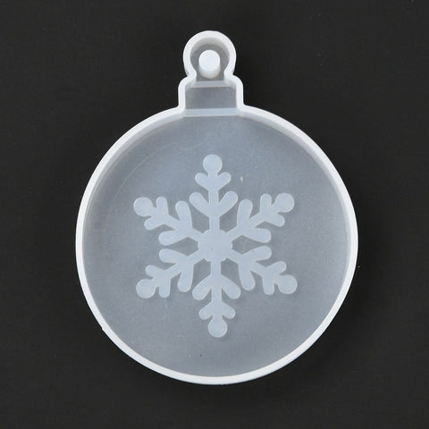 BeadsBalzar Beads & Crafts DIY Pendant Silicone Molds, Resin Casting Molds, Clay Craft Mold Tools, Flat Round with Snowflake Pattern