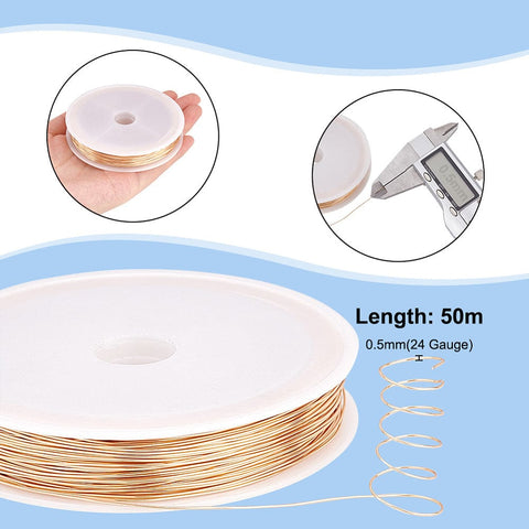 BeadsBalzar Beads & Crafts Eco-Friendly Round Copper Wire, Copper Beading Wire for Jewelry Making, Long-Lasting Plated, Golden 0.5mm