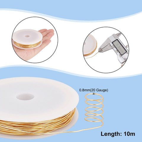 BeadsBalzar Beads & Crafts Eco-Friendly Round Copper Wire, Copper Beading Wire for Jewelry Making, Long-Lasting Plated, Golden 0.8mm