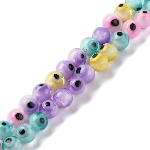 BeadsBalzar Beads & Crafts Evil Eye Lampwork Beads, Round, Colorful