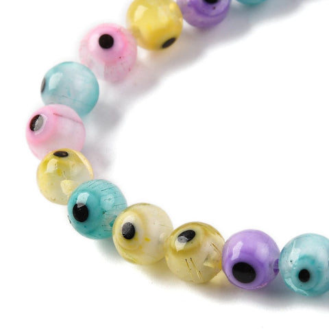 BeadsBalzar Beads & Crafts Evil Eye Lampwork Beads, Round, Colorful