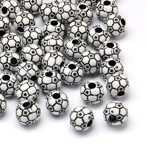 BeadsBalzar Beads & Crafts FootBall / Soccer Ball Craft Style Acrylic Beads