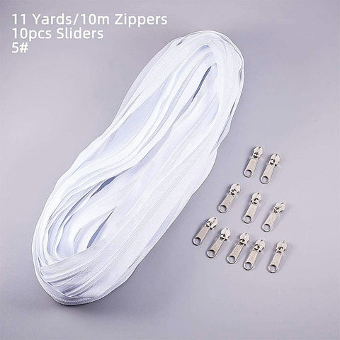 BeadsBalzar Beads & Crafts Garment Accessories, Zip-fastener Components, Nylon Zipper & Iron Zipper Puller sets