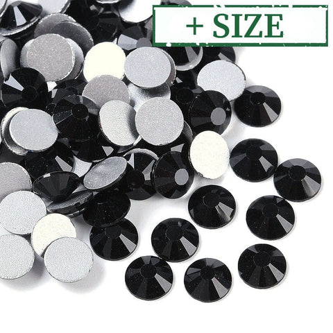 BeadsBalzar Beads & Crafts Glass Flat Back Rhinestone, Grade A, Back Plated, Faceted, Half Round, Jet